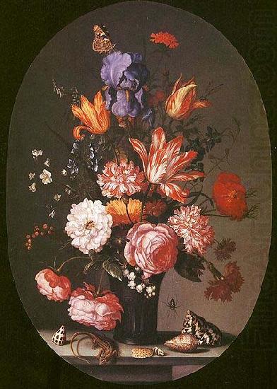 Flowers in a Glass Vase, Balthasar van der Ast